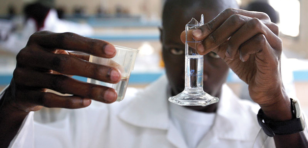 Doing science in Africa. A chemistry student at Cheikh Anta Diop University, Senegal, 2007.
