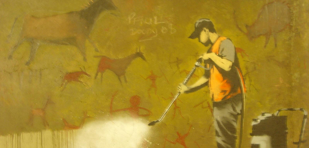 Banksy graffiti remover Leake St Cans Festival 2008: London street art, by Mermaid99